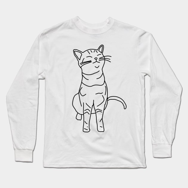 Cat Minimal Animals Doodle Long Sleeve T-Shirt by ellenhenryart